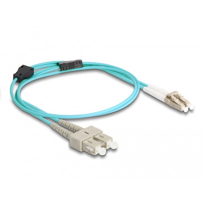 Delock Fiber Optical Cable with metal armouring LC Duplex to SC Duplex Multi-mode OM3 1 m