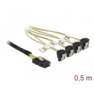 DeLOCK Delock Cable Mini SAS SFF-8087 > 4 x SATA 7 Pin angled 0.5 m