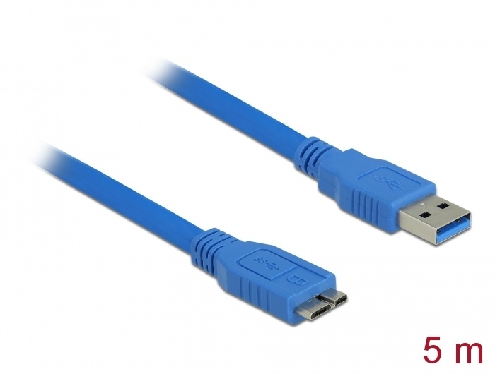 Delock USB-kabel USB 3.2 Gen1 (USB 3.0 / USB 3.1 Gen1) USB-A stekker, USB-micro-B 3.0 stekker 5.00 m Blauw Vergulde ste