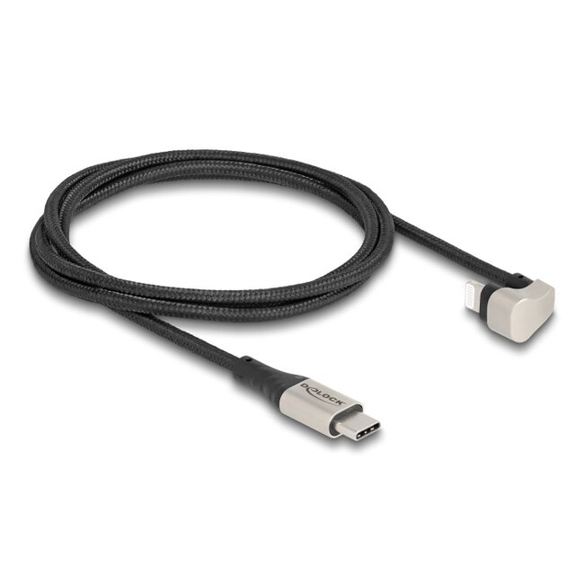 Delock Data and charging cable USB Type-C™ to Lightning™ for iPhone™ and iPad™ 180° angled 1 m MFi