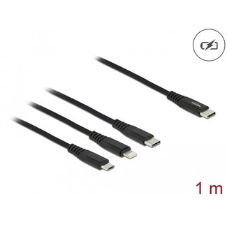 DeLOCK Delock USB Charging Cable 3 in 1 USB Type-C™ to Lightning™ / Micro USB / USB Type-C™ 1 m