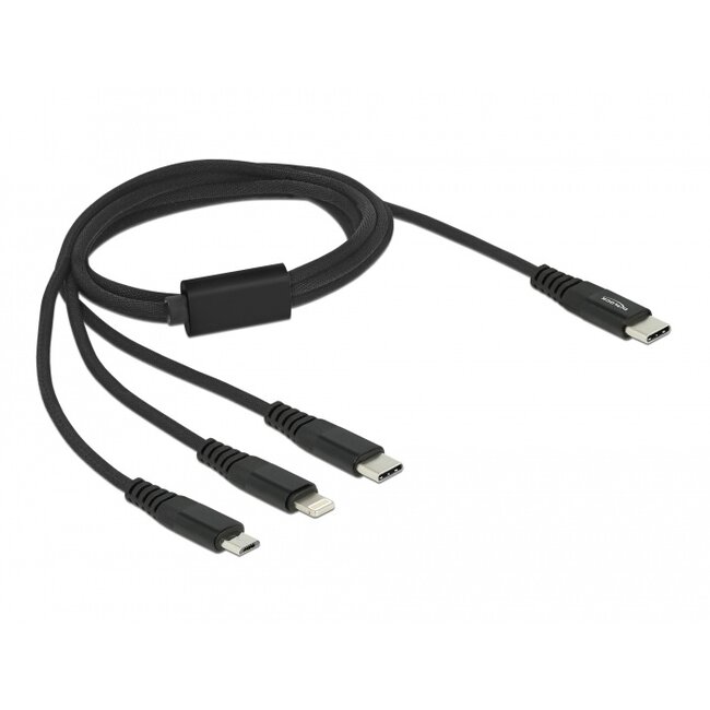 Delock USB Charging Cable 3 in 1 USB Type-C™ to Lightning™ / Micro USB / USB Type-C™ 1 m