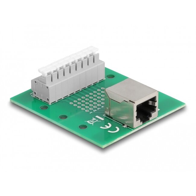 Delock RJ45 female to Terminal Block with push-button for DIN rail