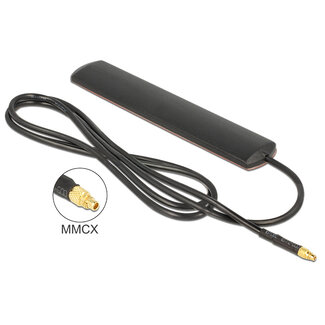 DeLOCK Delock LTE Antenna MMCX Plug 3 dBi omnidirectional fixed black adhesive mounting