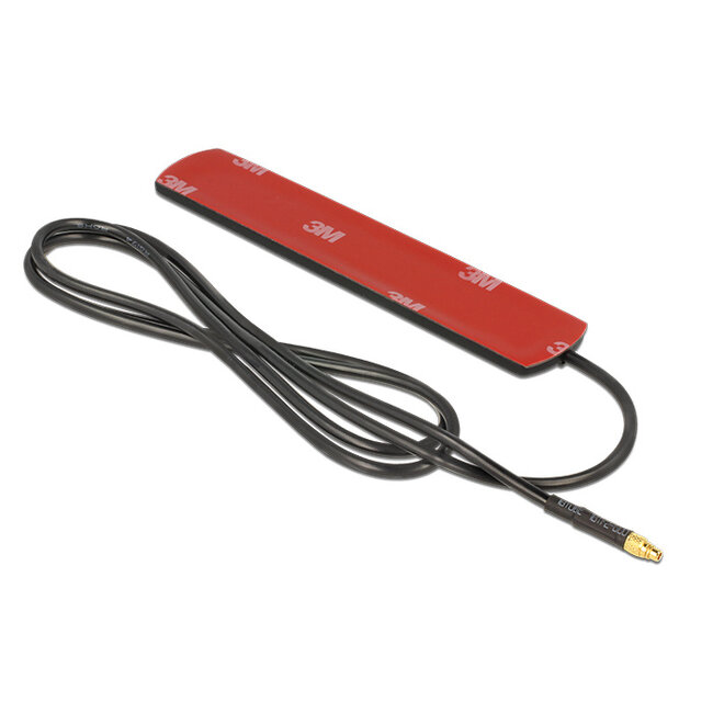 Delock LTE Antenna MMCX Plug 3 dBi omnidirectional fixed black adhesive mounting