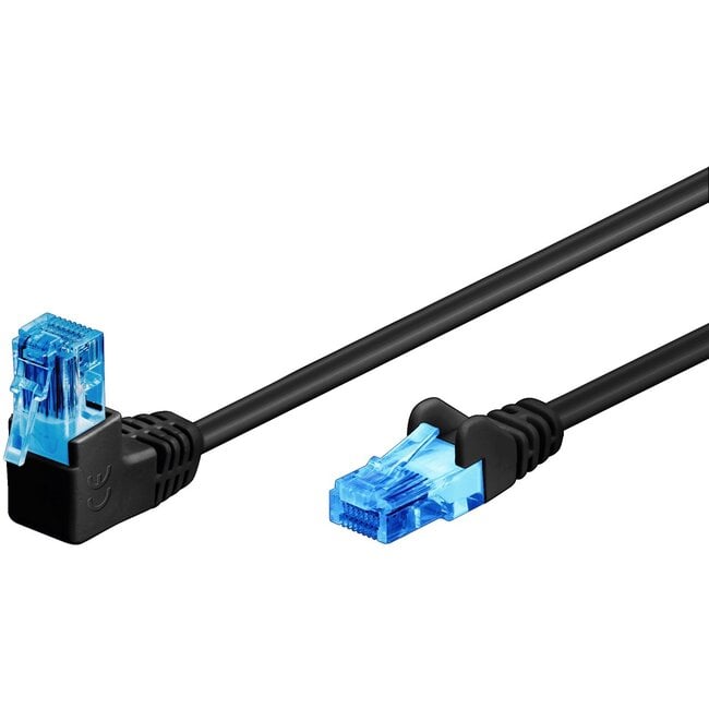 Goobay CAT 6A Patch Cable 1x 90° Angled, U/UTP, black 1 m