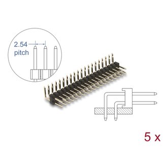 DeLOCK Delock Pin header 20 pin, pitch 2.54 mm, 2-row, angled, 5 pieces