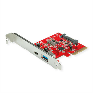 Roline ROLINE PCI Express-kaart, USB 3.2 Gen 2 USB A - USB C, 1x USB-A, 1x USB-C