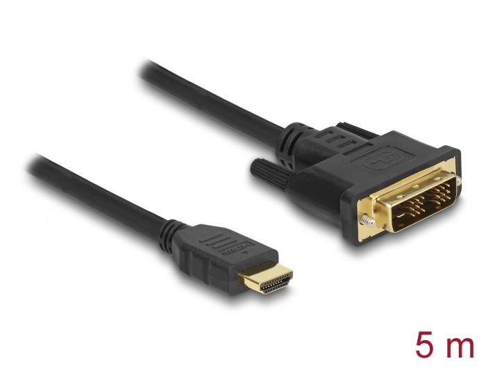 DeLOCK 85586. Lengte snoer: 5 m, Aansluiting 1: DVI-D, Aansluiting 2: HDMI Type A (Standard). Diameter van de kabel: 7,3 mm
