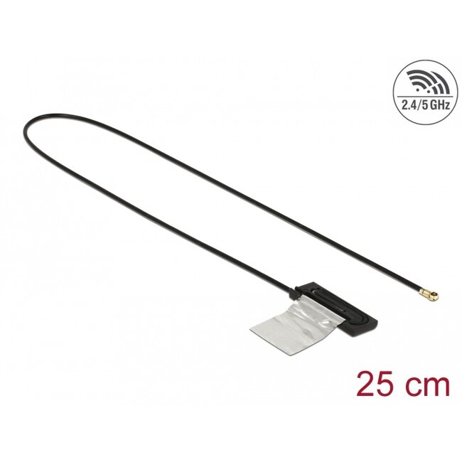 Delock Dual Band WLAN WiFi 6 Antenna I-PEX Inc., MHF® 4L plug 1 dBi 25 cm CCD internal