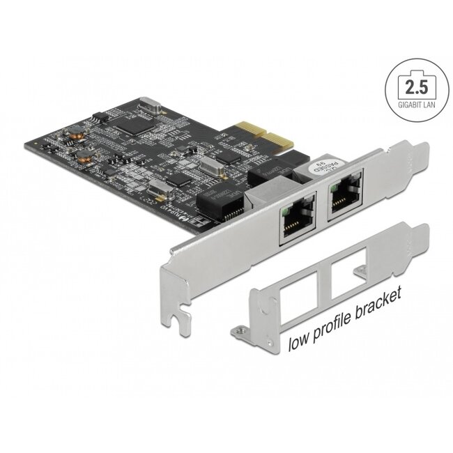 Delock PCI Express x2 Card to 2 x RJ45 2.5 Gigabit LAN RTL8125