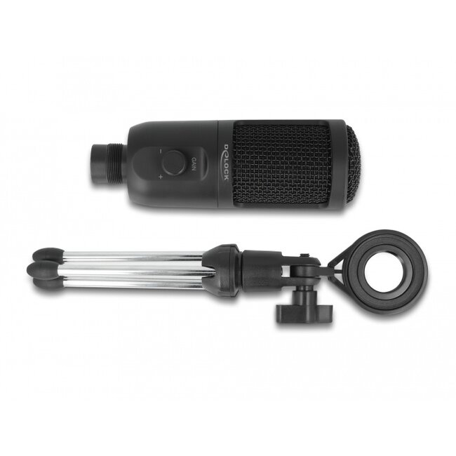 Delock USB Condenser Microphone with Stand 24 Bit / 192 kHz for PC and Laptop