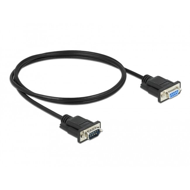 Delock Serial Cable RS-232 D-Sub 9 male to female with narrow plug housing 1 m