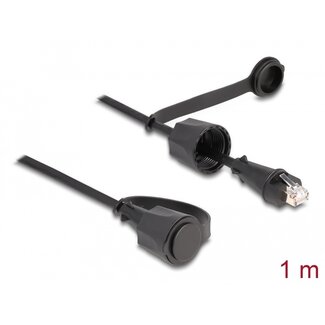 DeLOCK Delock Network Cable RJ45 plug to RJ45 plug Cat.6 STP with protective cap outdoor IP68 dust- and waterproof black 1 m