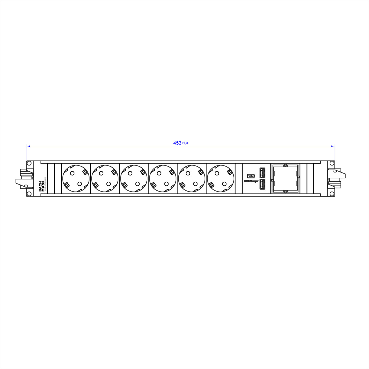 BACHMANN STEP ALU 6x Schutzkontakt 1x USB-Charger 1xABD |