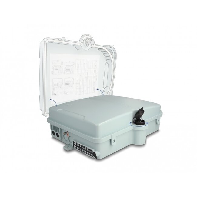 Delock Fiber Optic Distribution Box for indoor and outdoor IP65 waterproof lockable 24 port grey
