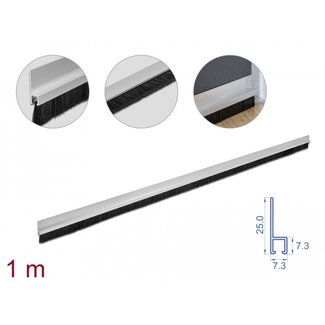 DeLOCK Delock Brush strip 20 mm with aluminium profile straight - length 1 m