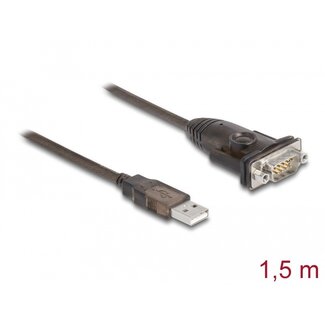 DeLOCK Delock Adapter USB 2.0 Type-A to 1 x Serial RS-232 D-Sub 9 pin male with nuts 1.5m