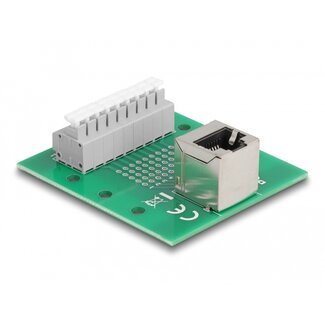 DeLOCK Delock RJ45 female to Terminal Block with push-button for DIN rail angled