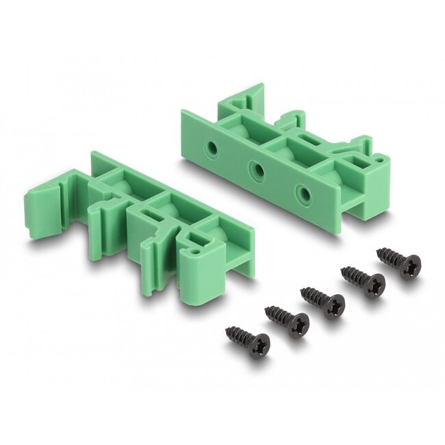 Delock RJ45 female to Terminal Block with push-button for DIN rail angled