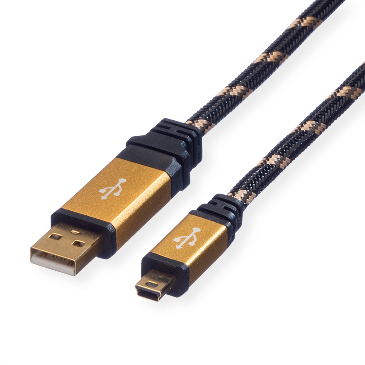 Roline ROLINE GOLD USB 2.0 Kabel, type A - 5-Pin Mini, zwart 0,8m. Snoerlengte: 0,8 m, Aansluiting 1: USB A, Aansluiting 2: Mini-USB A, USB-versie: USB 2.0, Geslacht connector: Man