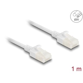 DeLOCK Delock RJ45 Network Cable Cat.6A plug to plug with robust latch for industrial use U/UTP Slim 1 m white