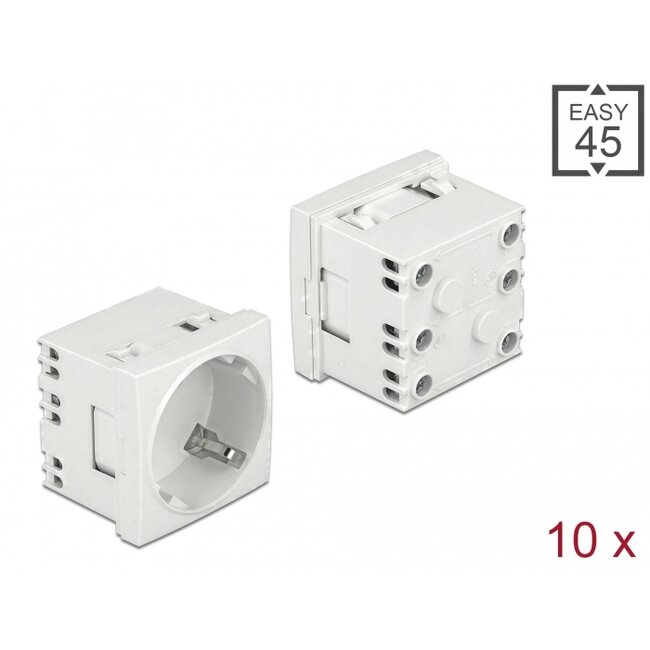 Delock Easy 45 Grounded Power Socket with a 45° arrangement extendable 45 x 45 mm 10 pieces