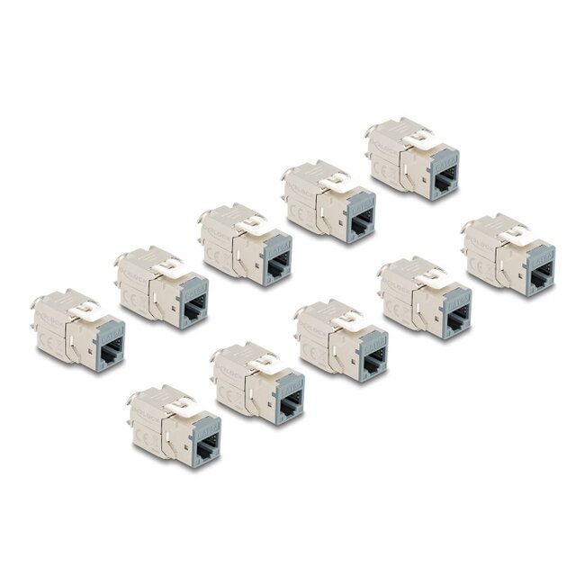 Delock Keystone Modul RJ45 jack to LSA Cat.6A toolfree grey set 10 pieces
