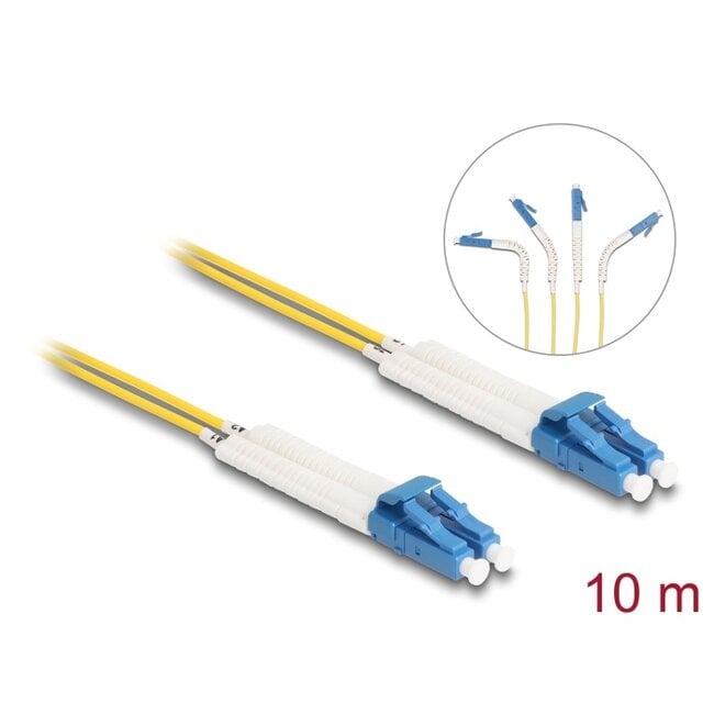 Delock Optical Fiber Cable LC Duplex to LC Duplex singlemode OS2 angled 10 m