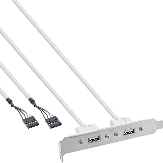 InLine® Slotplaatje, 2x USB 2.0 A Female naar 2x 5-pins interne stekker, 0,3m