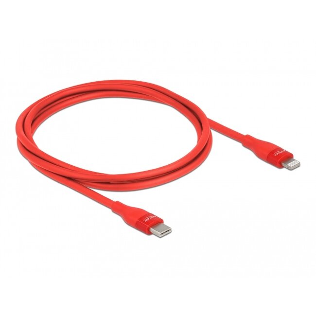 Delock Data and charging cable USB Type-C™ to Lightning™ for iPhone™, iPad™ and iPod™ red 1 m MFi