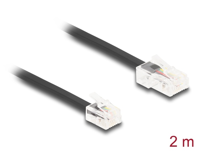 Delock Telephone Cable RJ45 plug to RJ11 plug black 2 m |