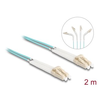 DeLOCK Delock Optical Fiber Cable LC Duplex to LC Duplex Multi-mode OM3 angled 2 m