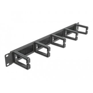DeLOCK Delock 19″ Cable Management Brush Strip with 5 hooks 1U black