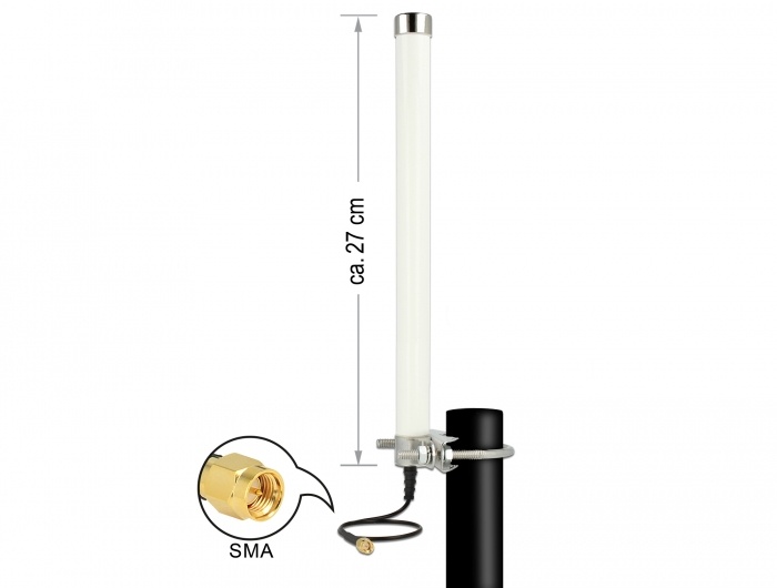 Delock LTE Antenne SMA 2,5 - 6 dBi omnidirektional starr Mastmontage w