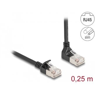 DeLOCK Delock RJ45 Network Cable Cat.6A S/FTP Slim 90° upwards angled / straight 0.25 m black