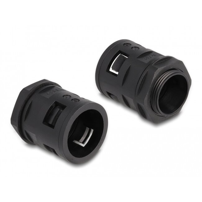 Delock Cable protection sleeve 2 m x 28.5 mm with 2 x PG21 conduit fitting set black