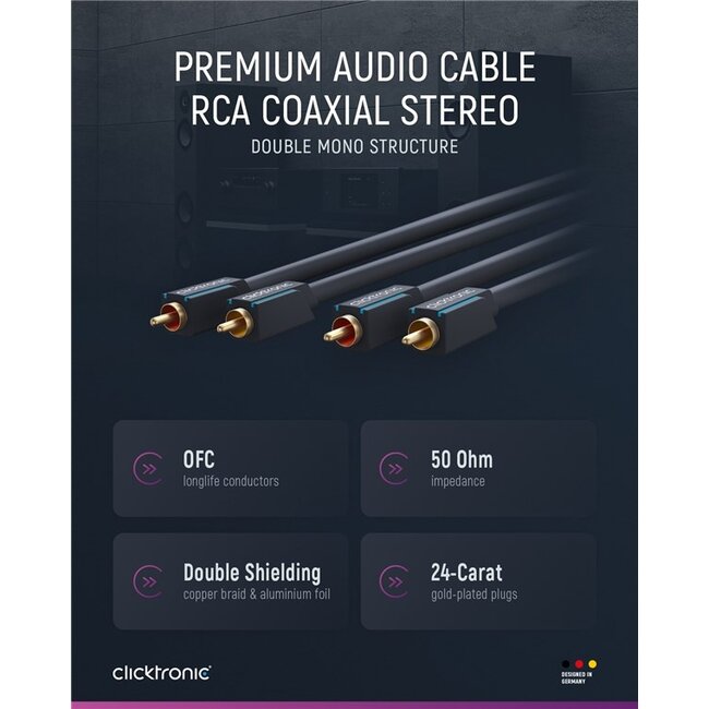 Clicktronic Cinch Stereo Audio Cable 2 m