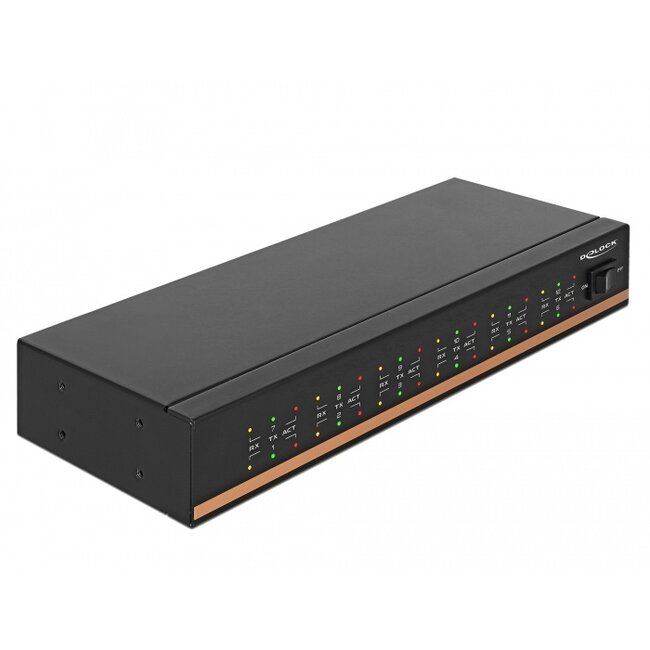 Delock USB 2.0 to 12 Port Serial RS-232 Hub with surge protection and extended temperature range