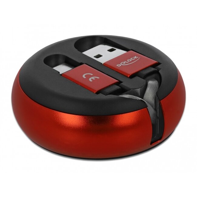Delock USB Retractable Cable Type-A to USB-C™ black / red