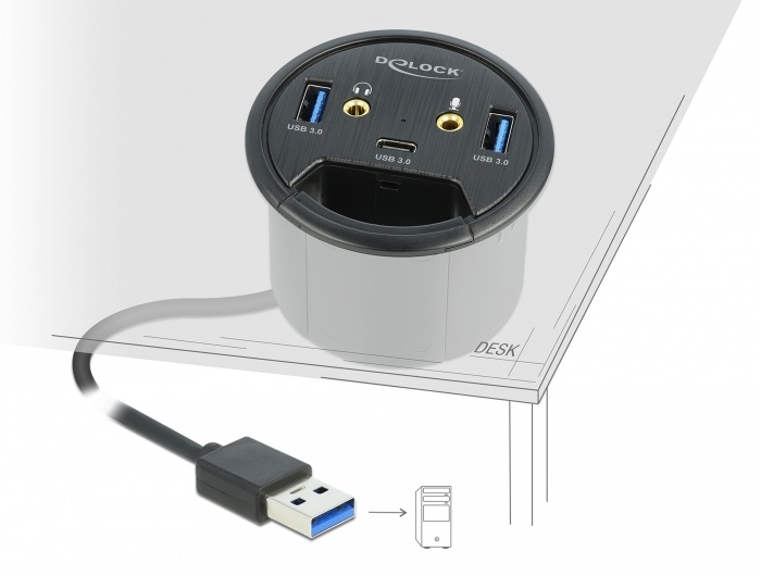 DeLOCK 62794 interface hub USB 3.2 Gen 1 (3.1 Gen 1) Type-A 5000 Mbit/s Zwart