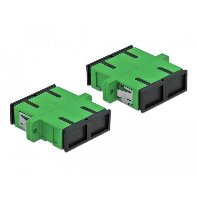 Delock Optical Fiber Coupler SC Duplex female to SC Duplex female Single-mode 4 pieces green