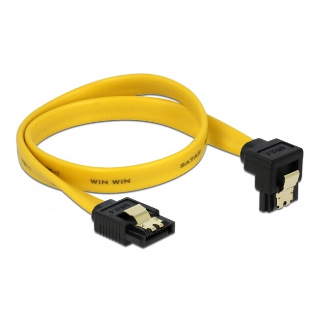 Delock SATA 3 Gb/s Cable straight to downwards angled 30 cm yellow