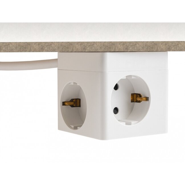 Delock Extension Socket Cube 3-way with childproof lock and USB charger, 1.5 m cable, white
