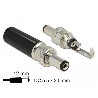 DeLOCK Delock Connector DC 5.5 x 2.5 mm with 12.0 mm length male soldering version