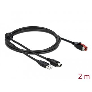 DeLOCK Delock PoweredUSB cable male 24 V to USB Type-A male + Mini-DIN 3 pin male 2 m for POS printers and terminals