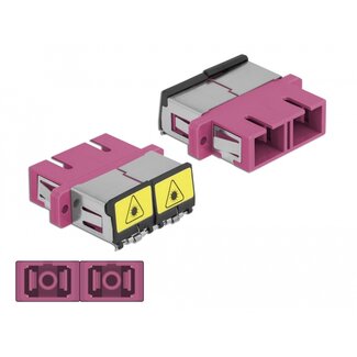 DeLOCK Delock Optical Fiber Coupler with laser protection flip SC Duplex female to SC Duplex female Multi-mode violet
