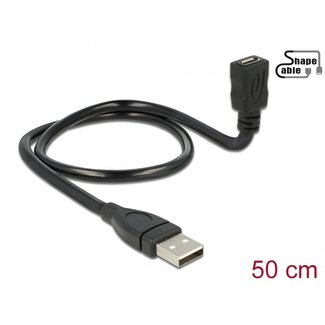 DeLOCK Delock Cable USB 2.0 Type-A male > USB 2.0 Micro-B female ShapeCable 0.50 m