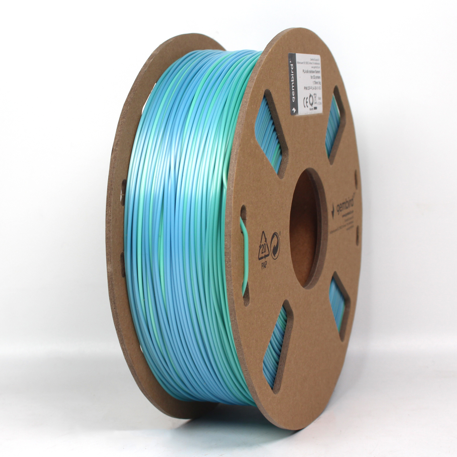 Gembird - PLA Silk Rainbow - 3D Printer Filament - 2 kleurig blauw en groen - blue/green - 1.75 mm - 1 kg