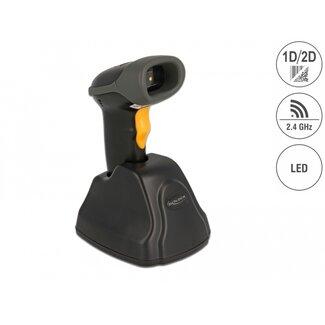 DeLOCK Delock 2.4 GHz Barcode Scanner 1D and 2D with charging station - 5 Languages